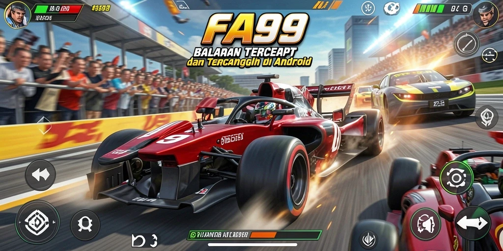 Screenshot FA99 menampilkan balapan penuh aksi yang seru.