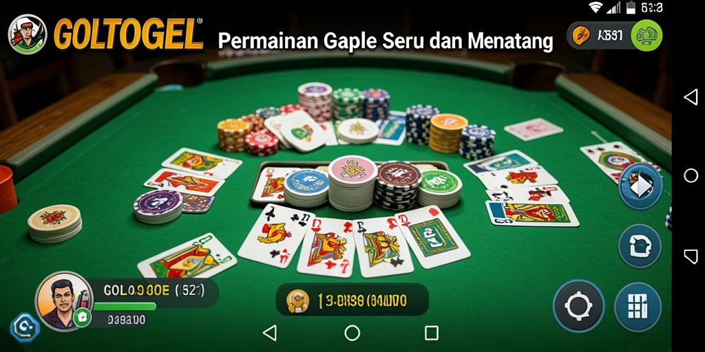 Screenshot gameplay GOLTOGEL yang menampilkan suasana permainan gaple.