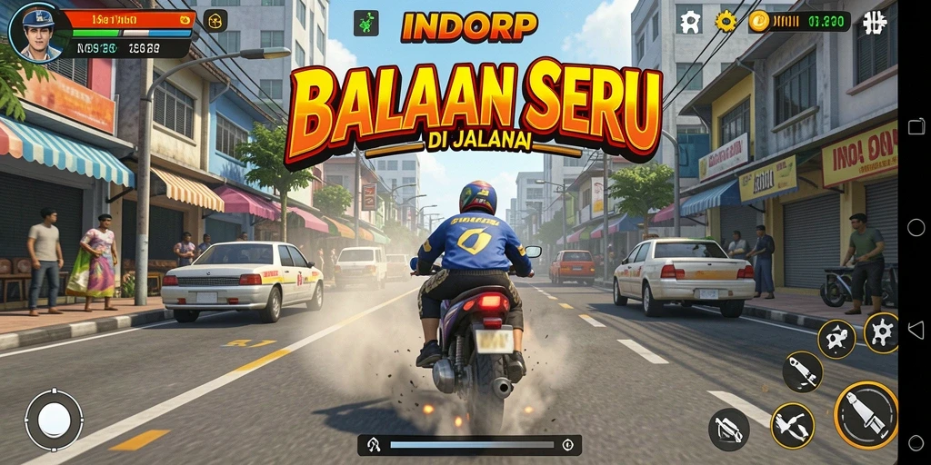 Screenshot INDORP menunjukkan aksi balap yang menegangkan di lintasan.