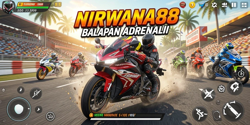 Tampilan gameplay NIRWANA88 dengan aksi balapan yang mendebarkan.