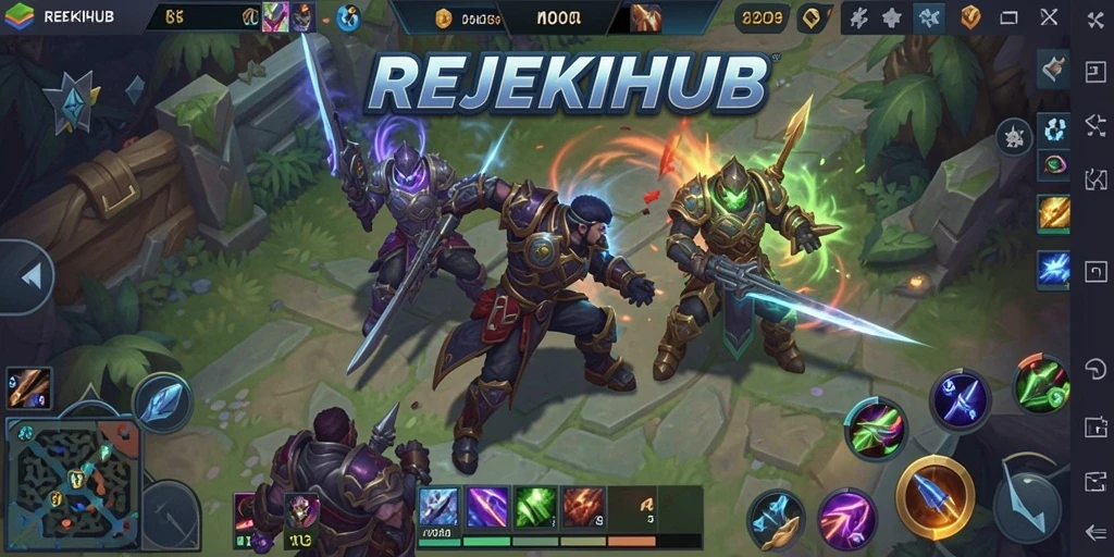 Gambaran pertarungan seru dalam <strong>REJEKIHUB</strong> MOBA.