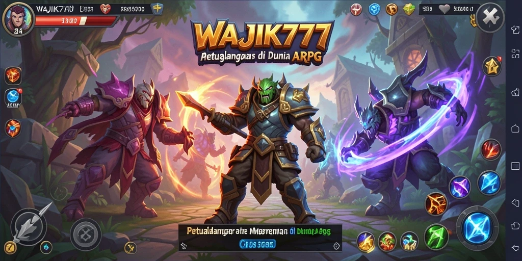 Menampilkan aksi seru dalam gameplay ARPG WAJIK777.