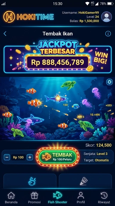 Tampilan utama aplikasi hokitime yang user-friendly.